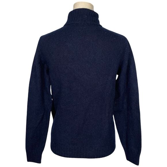 Officine Generale Paris 6 Navy 100% Scottish Yarn Turtleneck Sweater Size: M - Picture 3 of 4